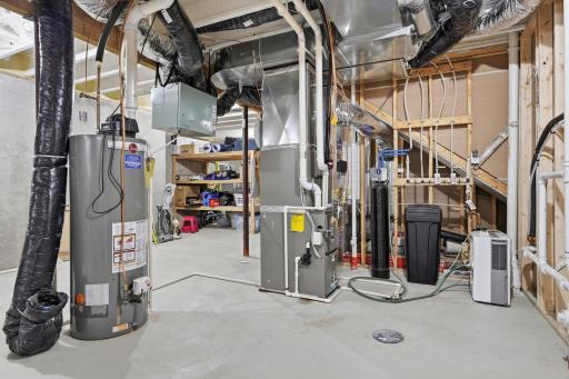 Air Exchanger, Owned Water Softener, Furnace Humidifier, Sump Pump, Shelving