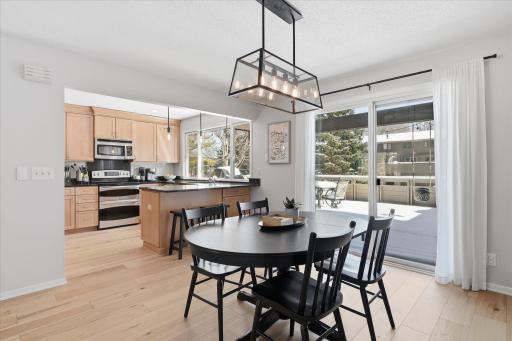 Beautiful newer flooring throughout the kitchen and dining room.