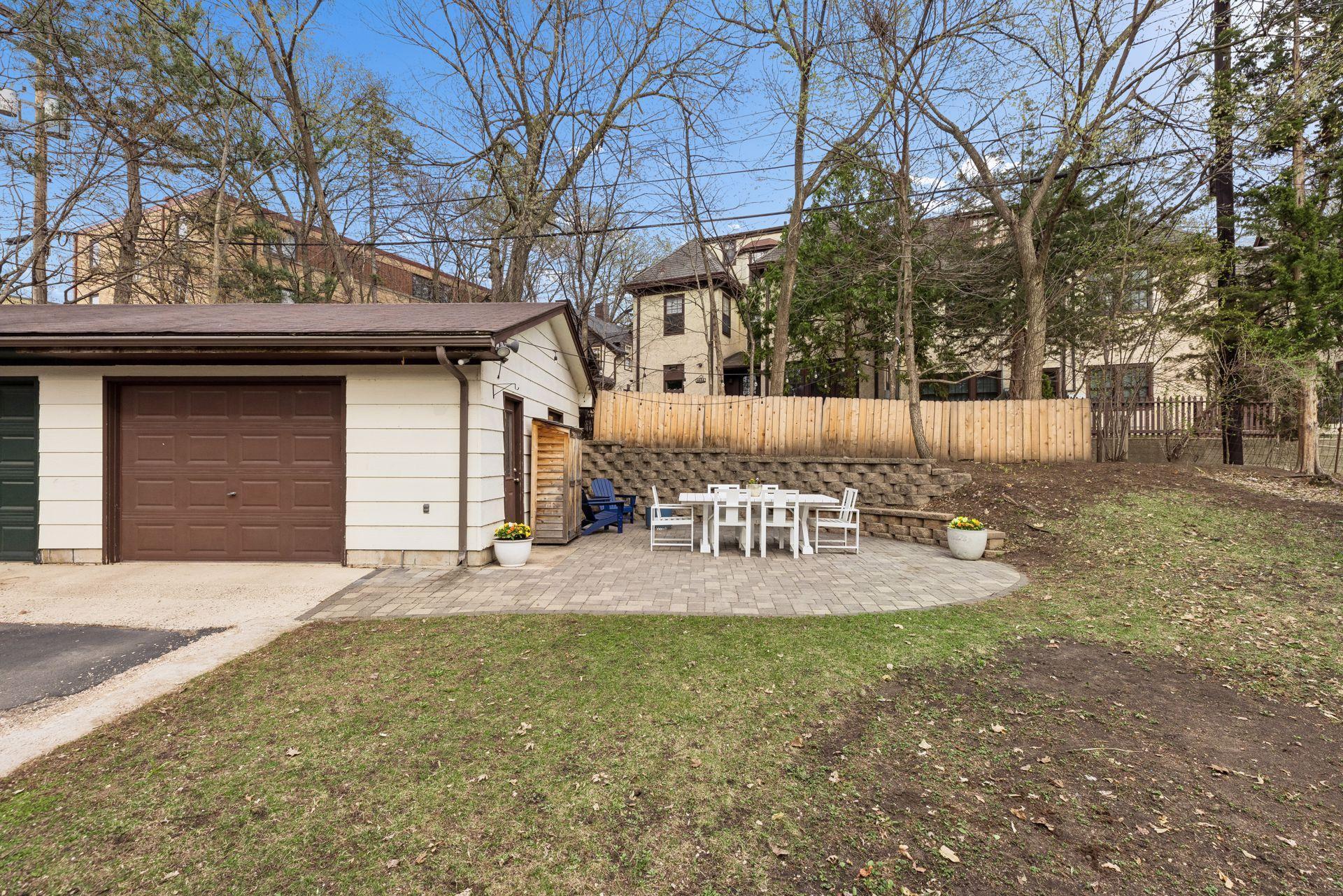 Landscaped retaining wall and large yard