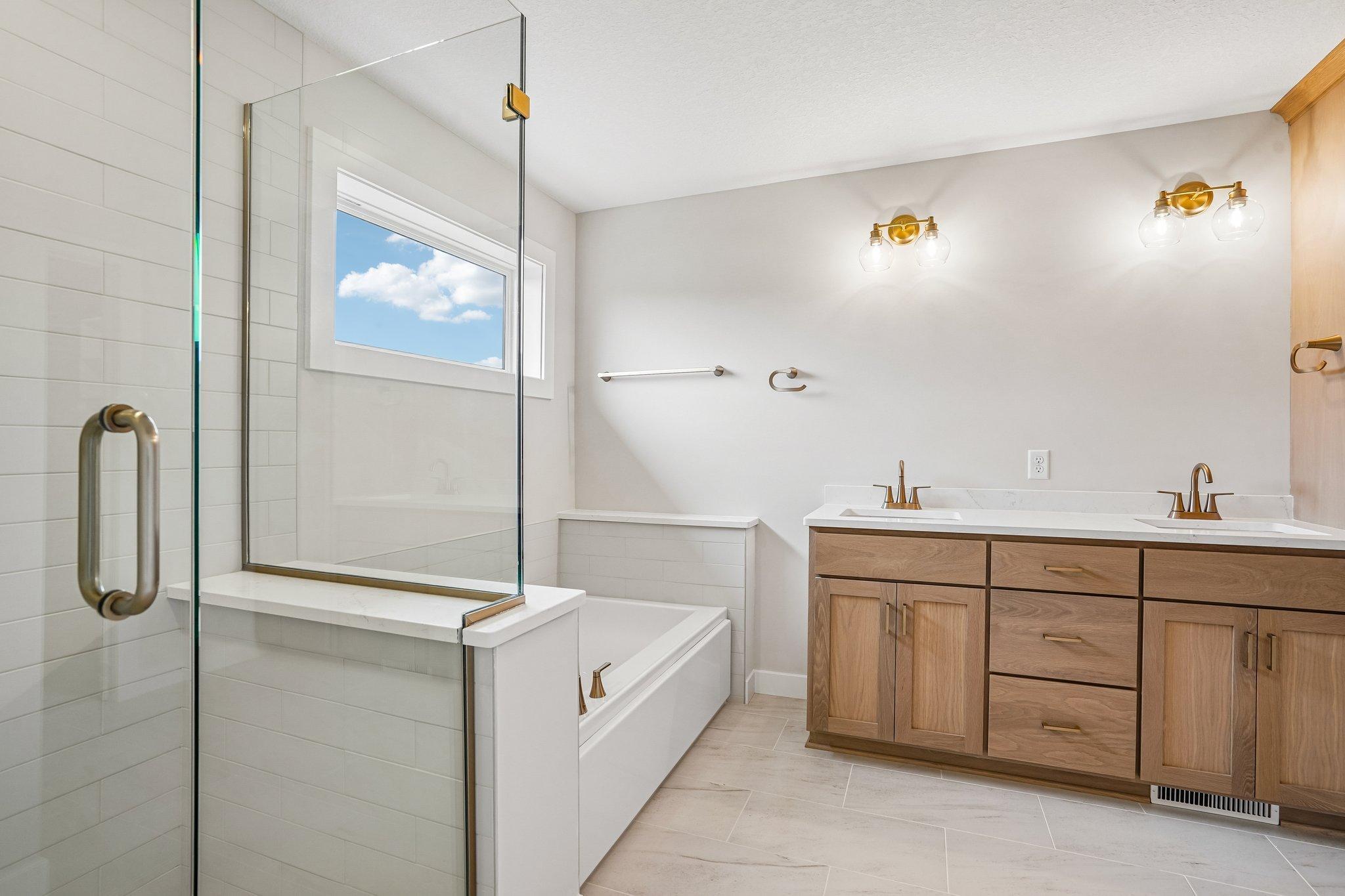 Primary Bath with Walk in Shower & Heavy Glass doors
