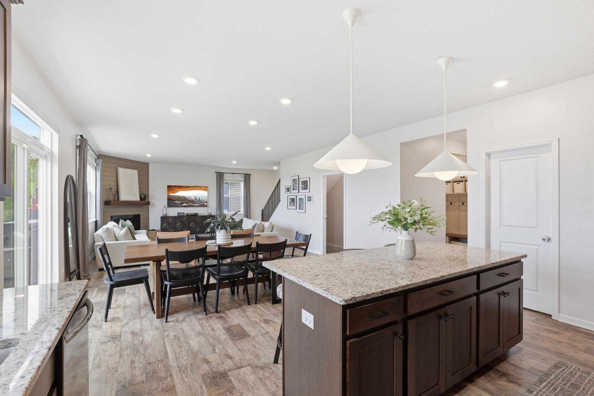 Open floor layout designed for seamless flow between living, dining, and kitchen spaces—perfect for everyday living and entertaining.