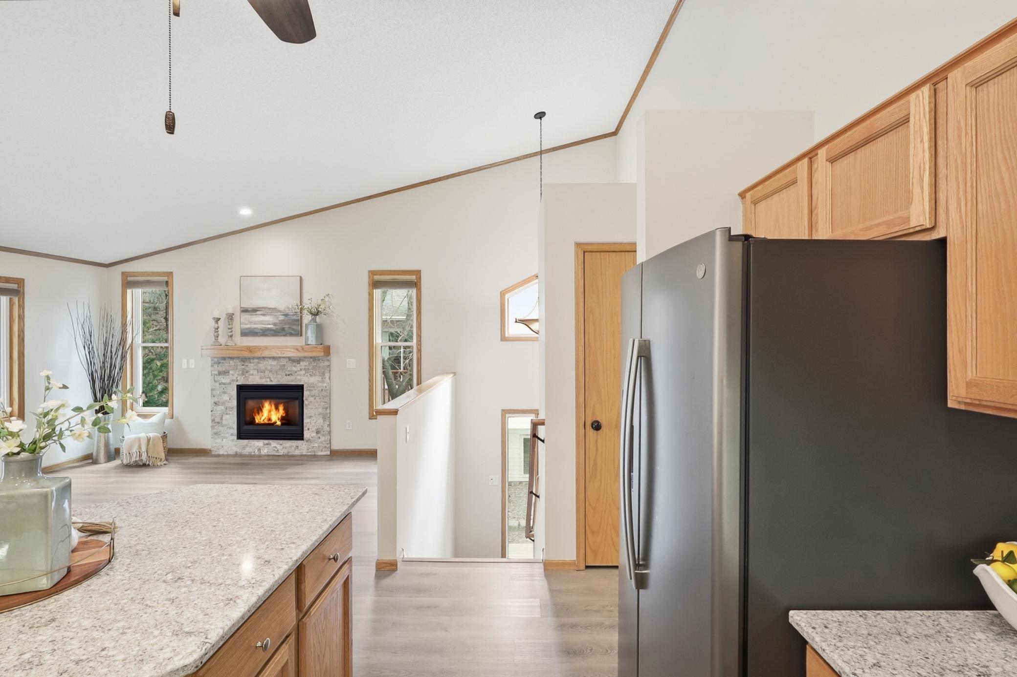 Light and bright with the vaulted celings and lots of windows make this a happy home.