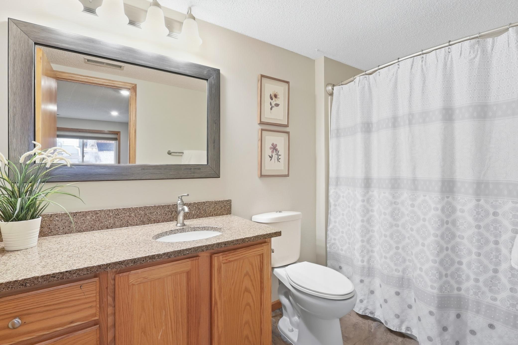 Lower level full bath with updates.