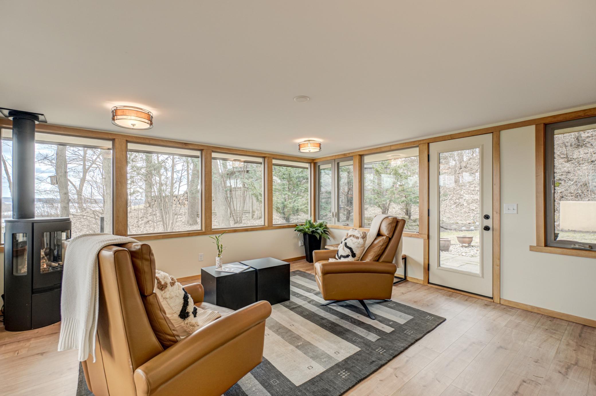 Four Season room has never ending views of the river to the north and downtown Stillwater south