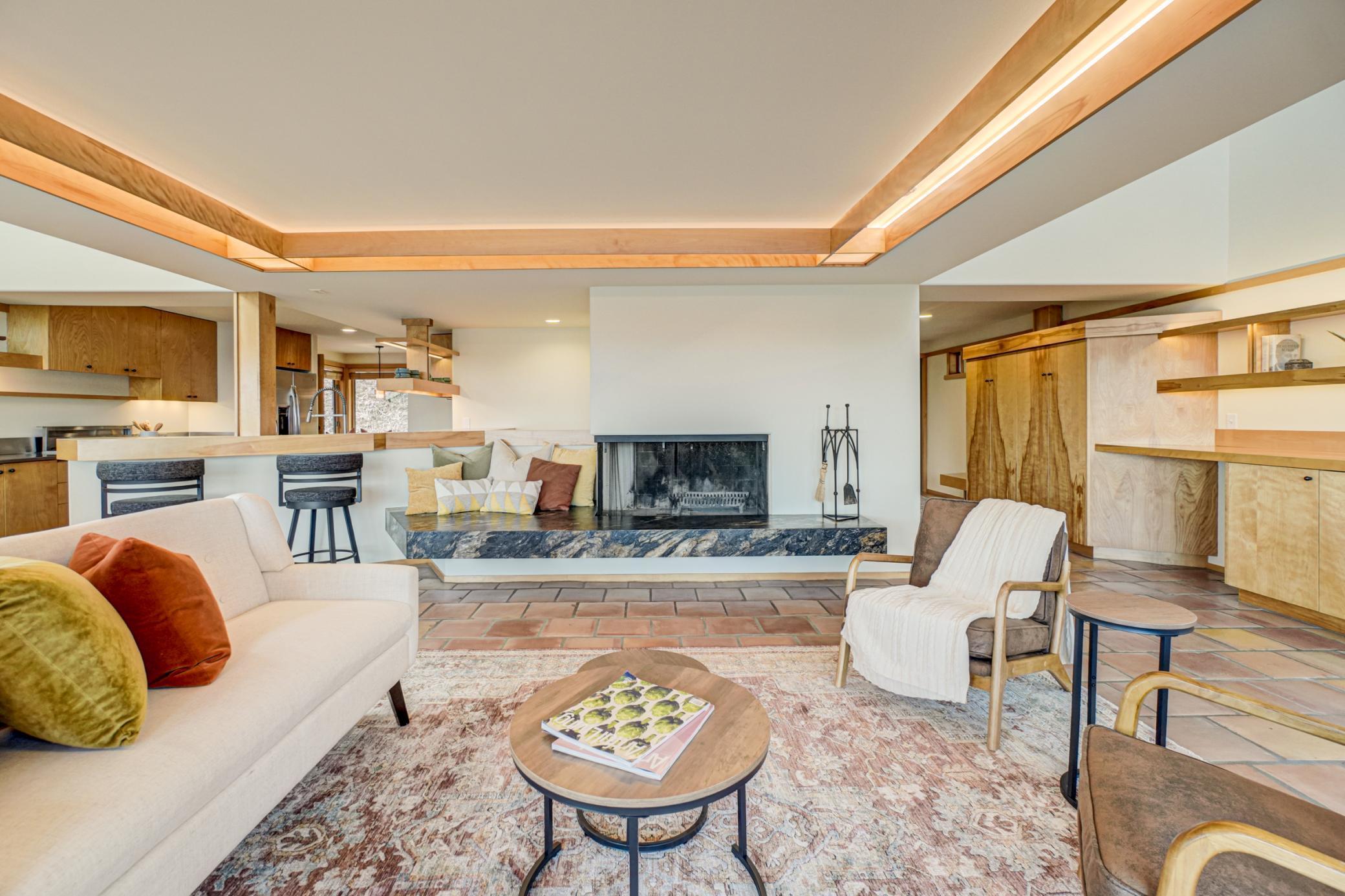 Wood burning fireplace