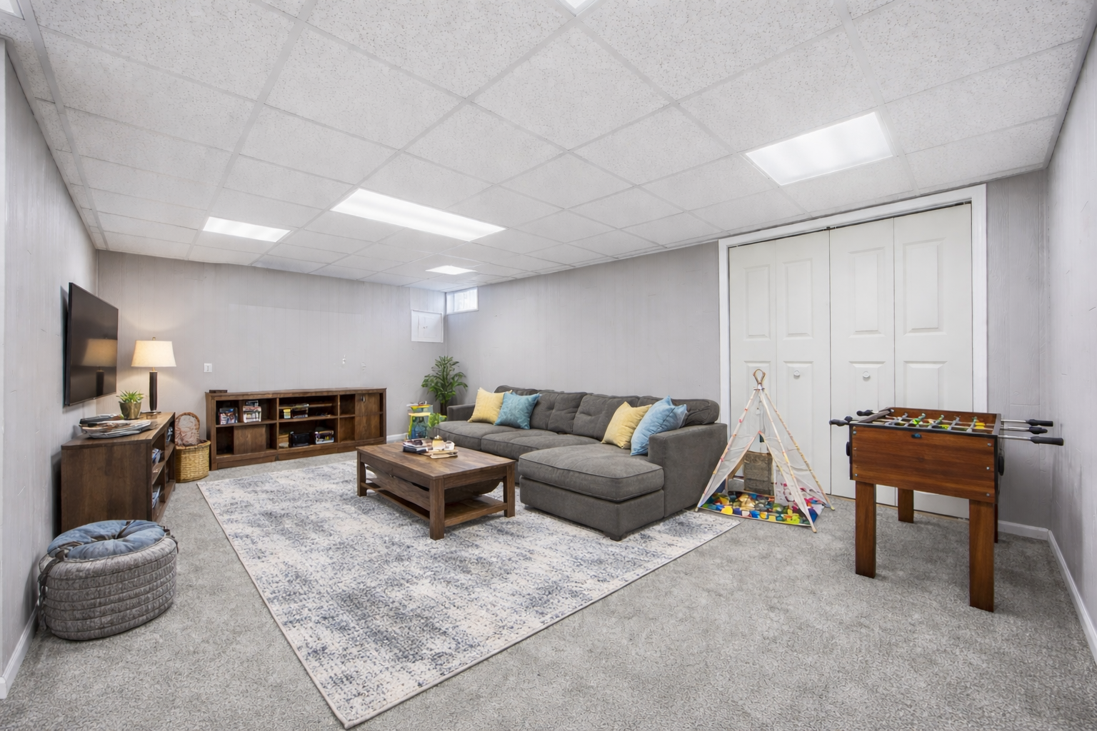 Basement Family Room Virtually Staged