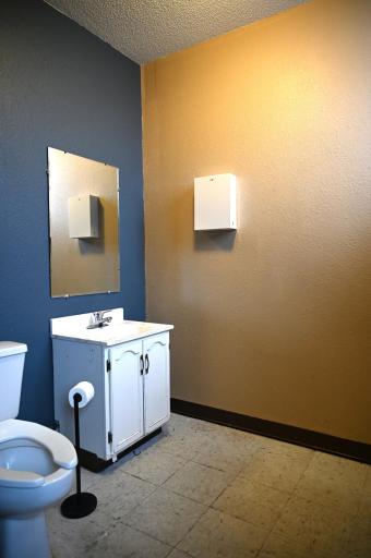 Bathroom area in the back of the building