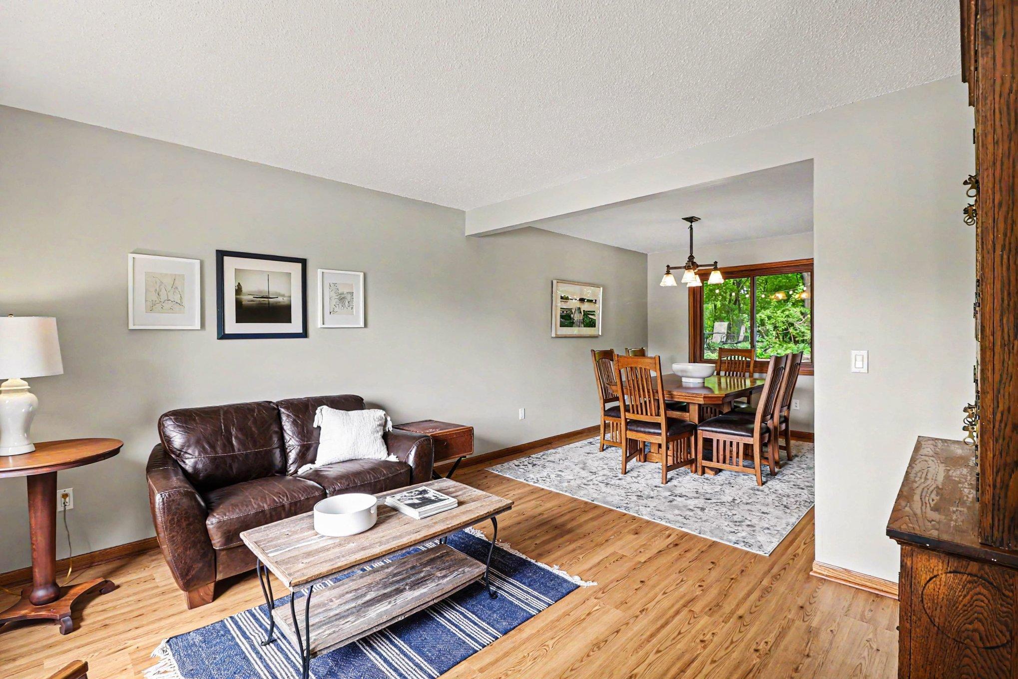 Front living room with adjacent dining
