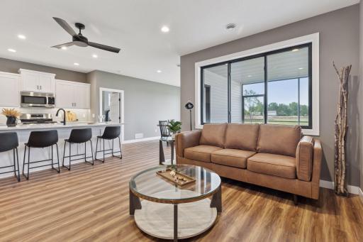 The floorplan flows easily from kitchen, to dining and living spaces