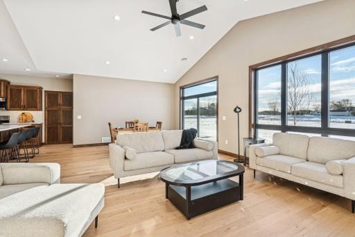 Large windows and vaulted ceilings