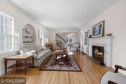 View from Porch into Living Room and Dining Room