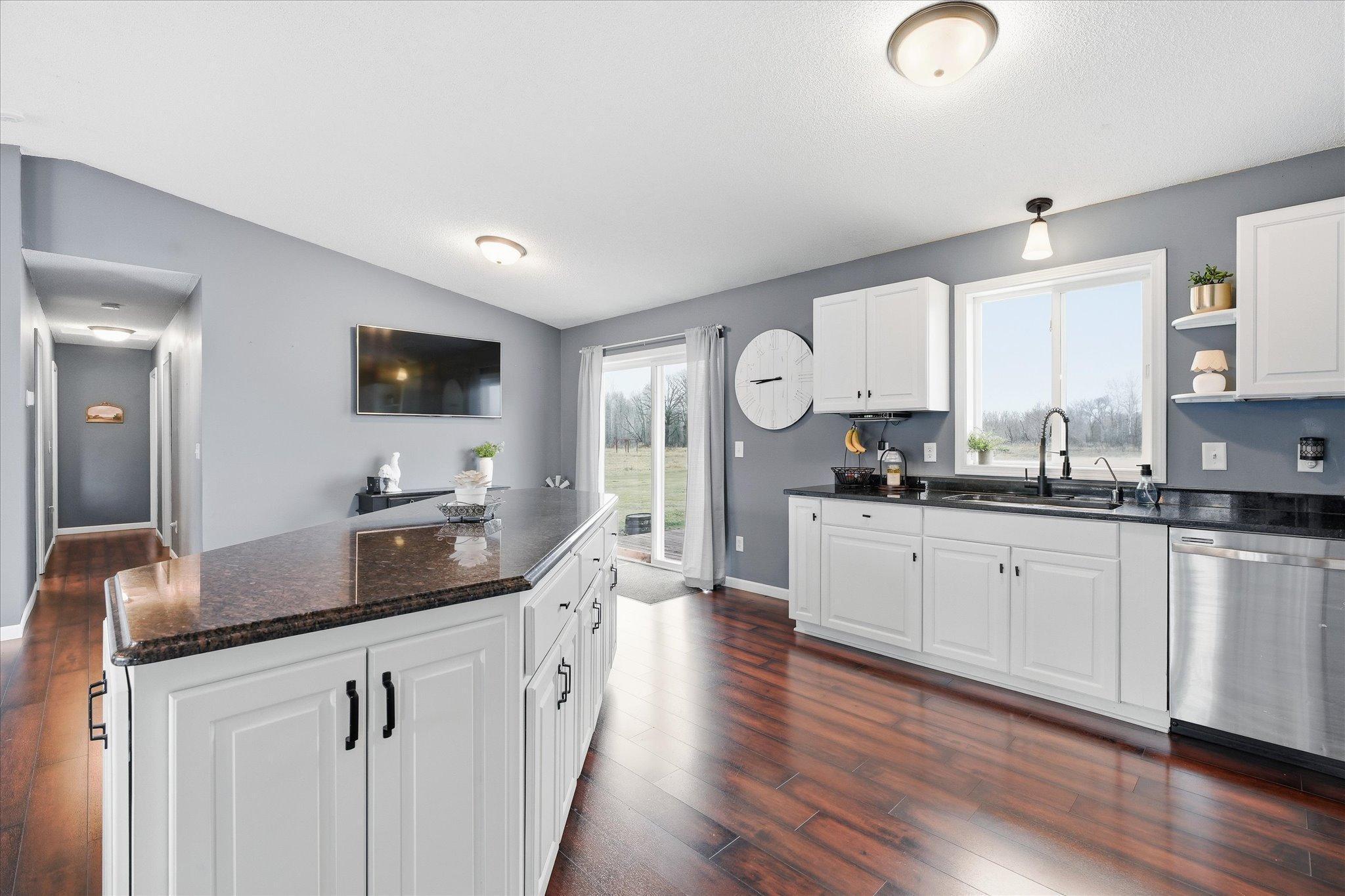 Island is ideal for entertaining or meal prep.