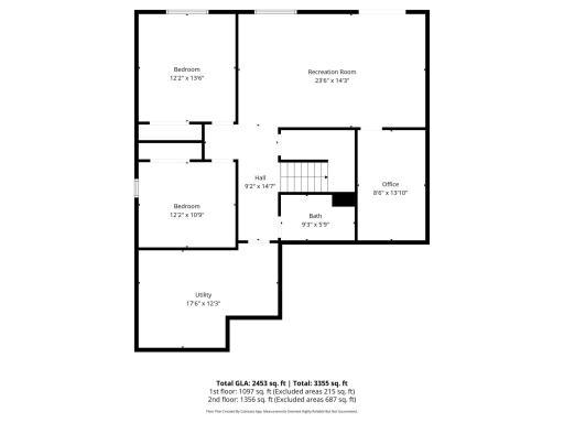 Floorplan of the lower level. Notice how the utility room has an abundance of storage space!