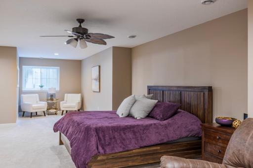 Natural light and seating area in suite.