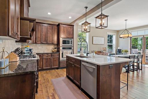 Chef's kitchen with Wall-mounted convection oven and gas stovetop!