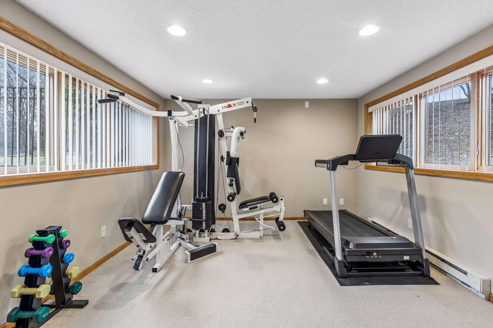 Lower Level 6th Bedroom currently used as an Exercise Room