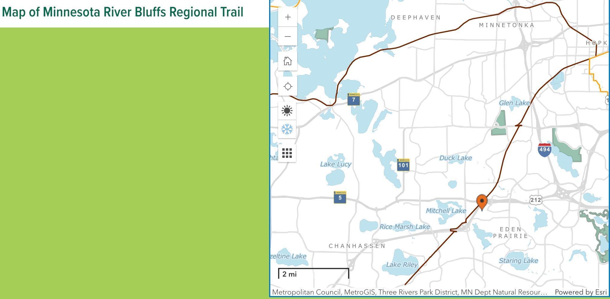 Map of MN River Bluffs Regional Trail