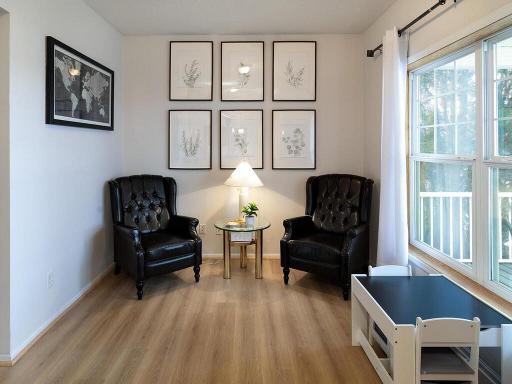 The large window lets in loads of natural light into the living room.