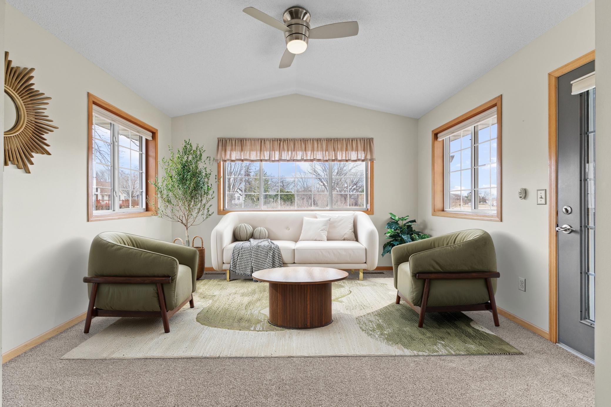 Sunroom - please note this image has been virtually staged.