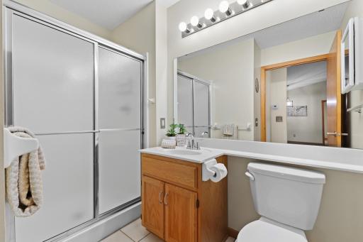 The shared 3/4 bathroom