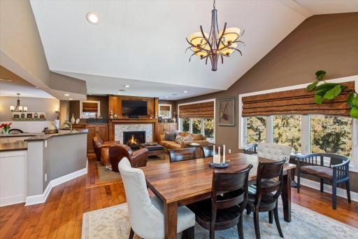 Angle 1 of formal dining room to gas fireplace & TV