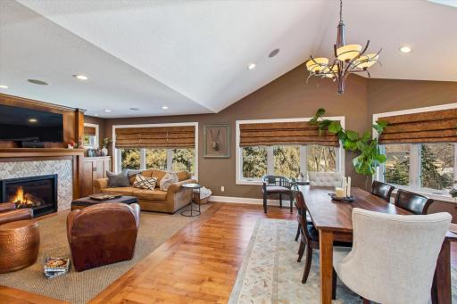 Formal dining room to living room to back of house