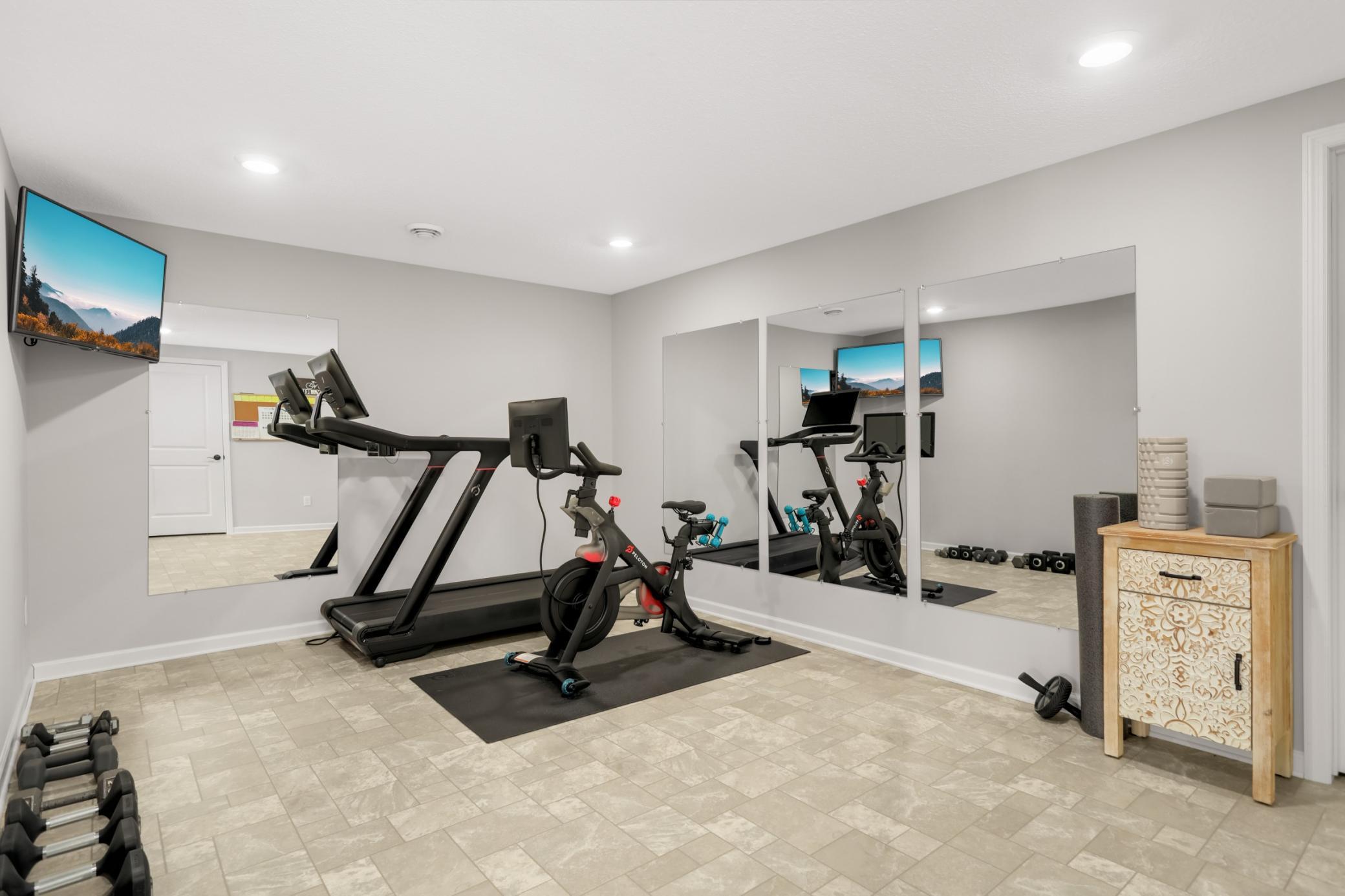 Well though out exercise room.