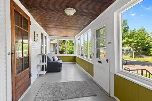Another view of the front porch. All of the window trimwork has been finished.