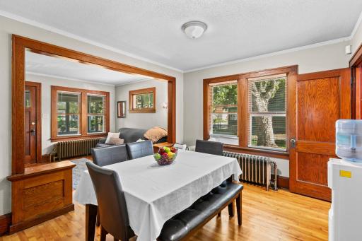 See how spacious this dining room is! You could have a larger table plus a hutch.