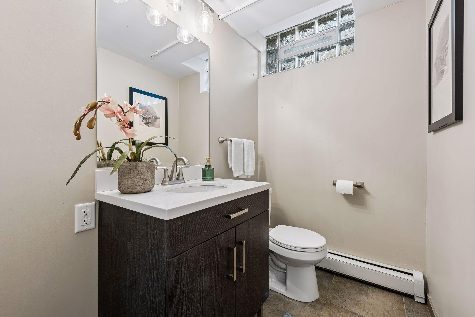 Basement powder room