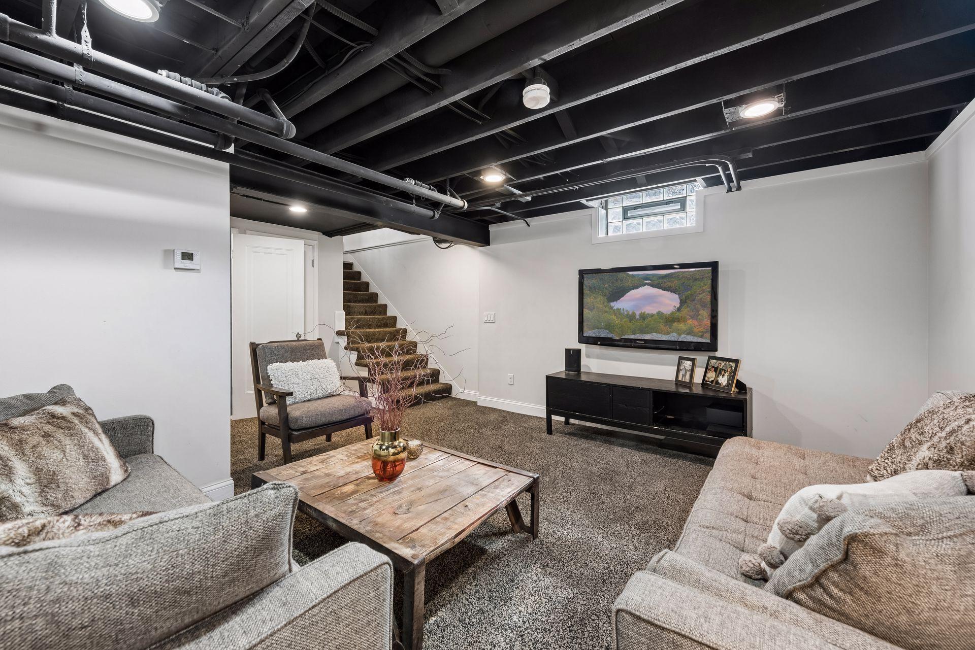 Basement lounge/gaming area