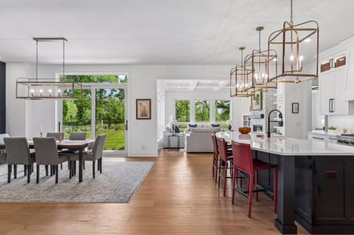 White oak flooring unites the wide open spaces.