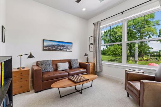Bedroom 3 is used as a den overlooking the golf course.