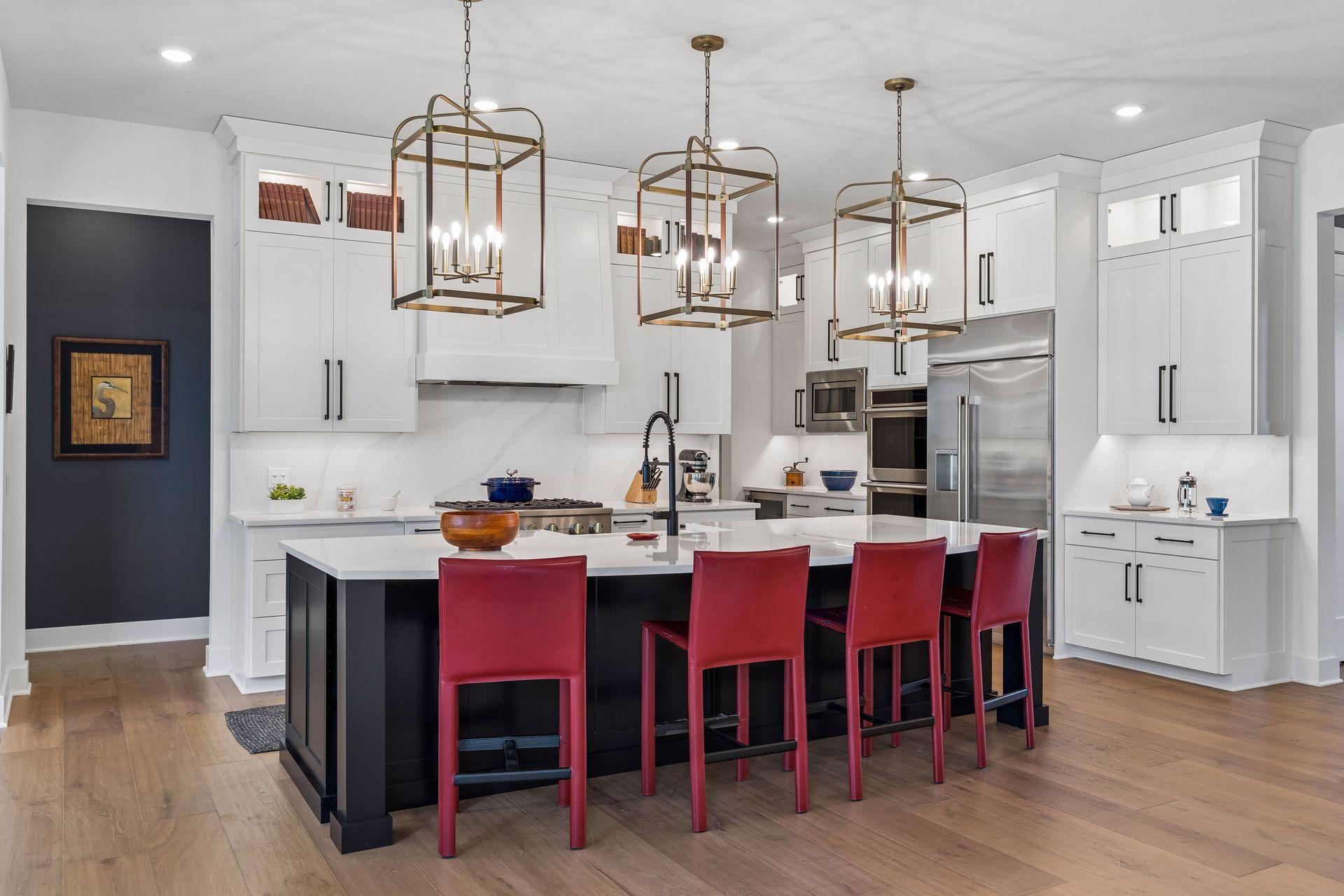 Gather around the gourmet kitchen.