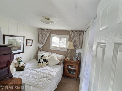 The second bedroom with two large closets for extra storage.