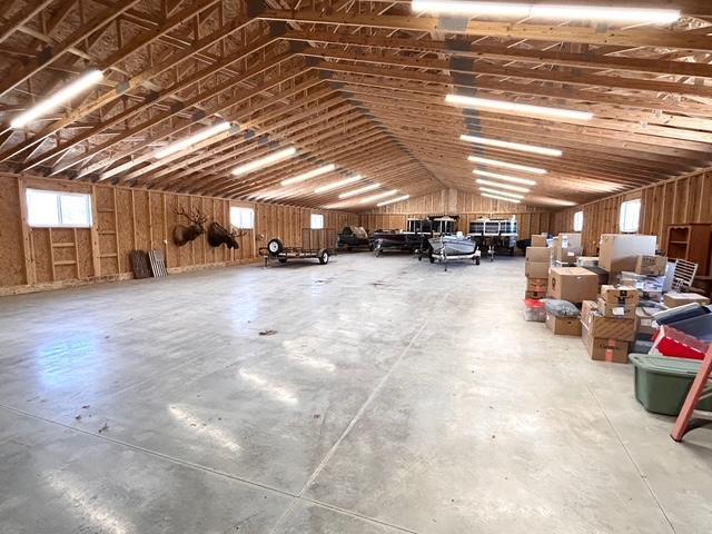Vaulted wood engineered roof trusses.