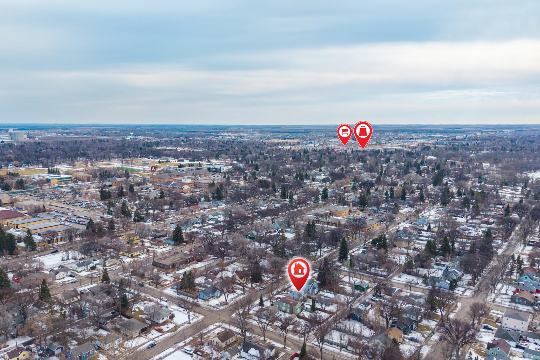 Drone view facing southeast