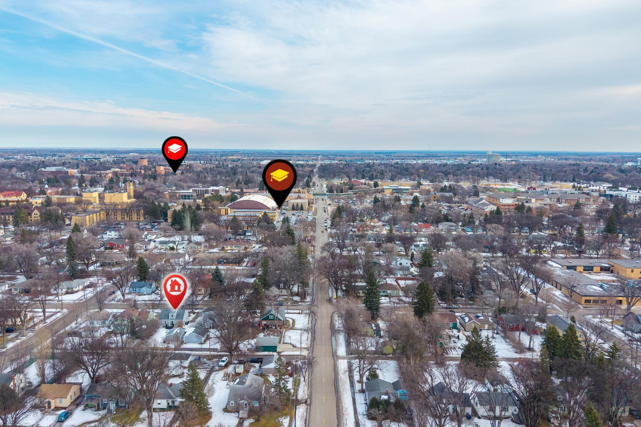 Drone view facing east