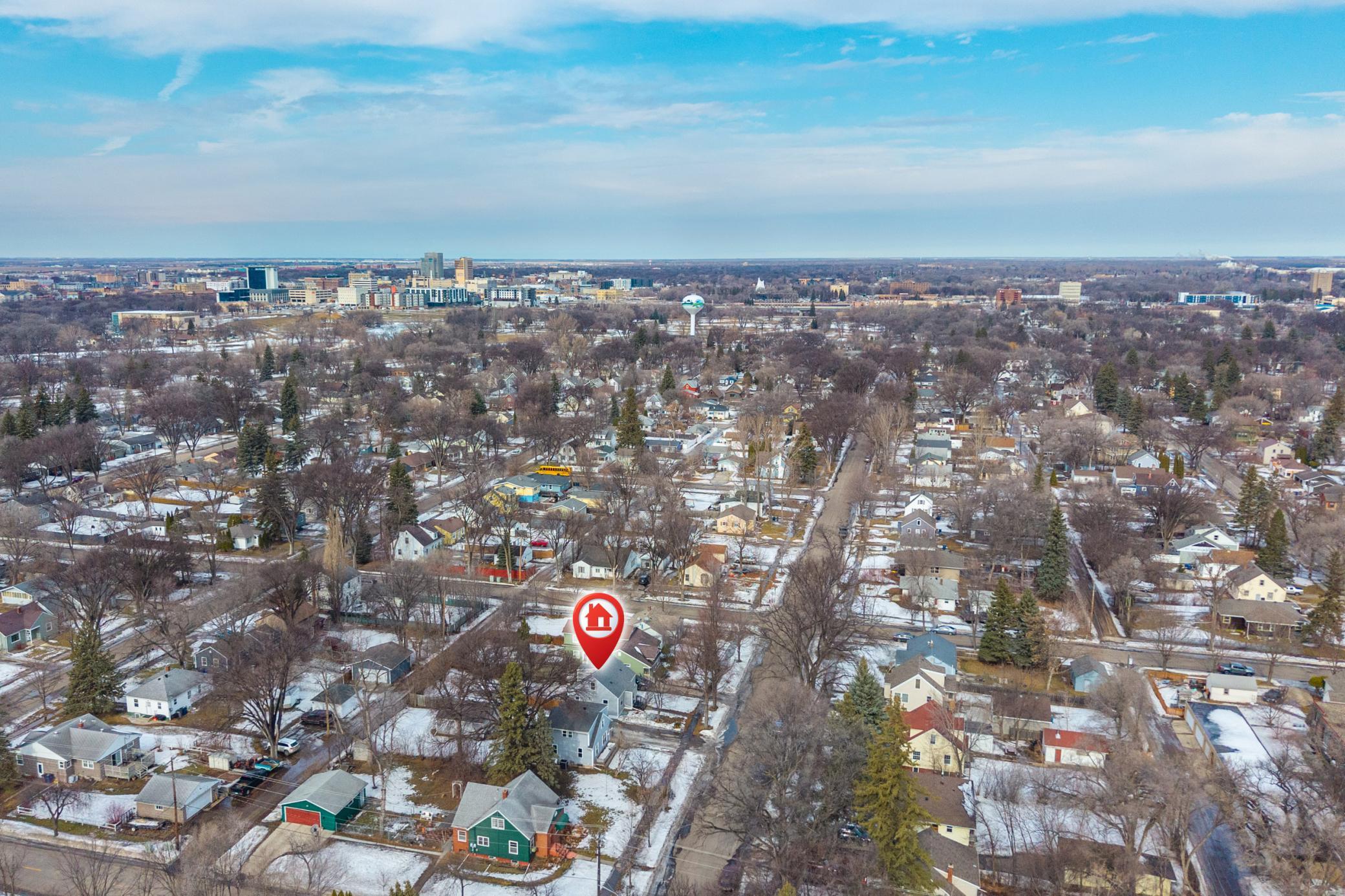Drone view facing northwest