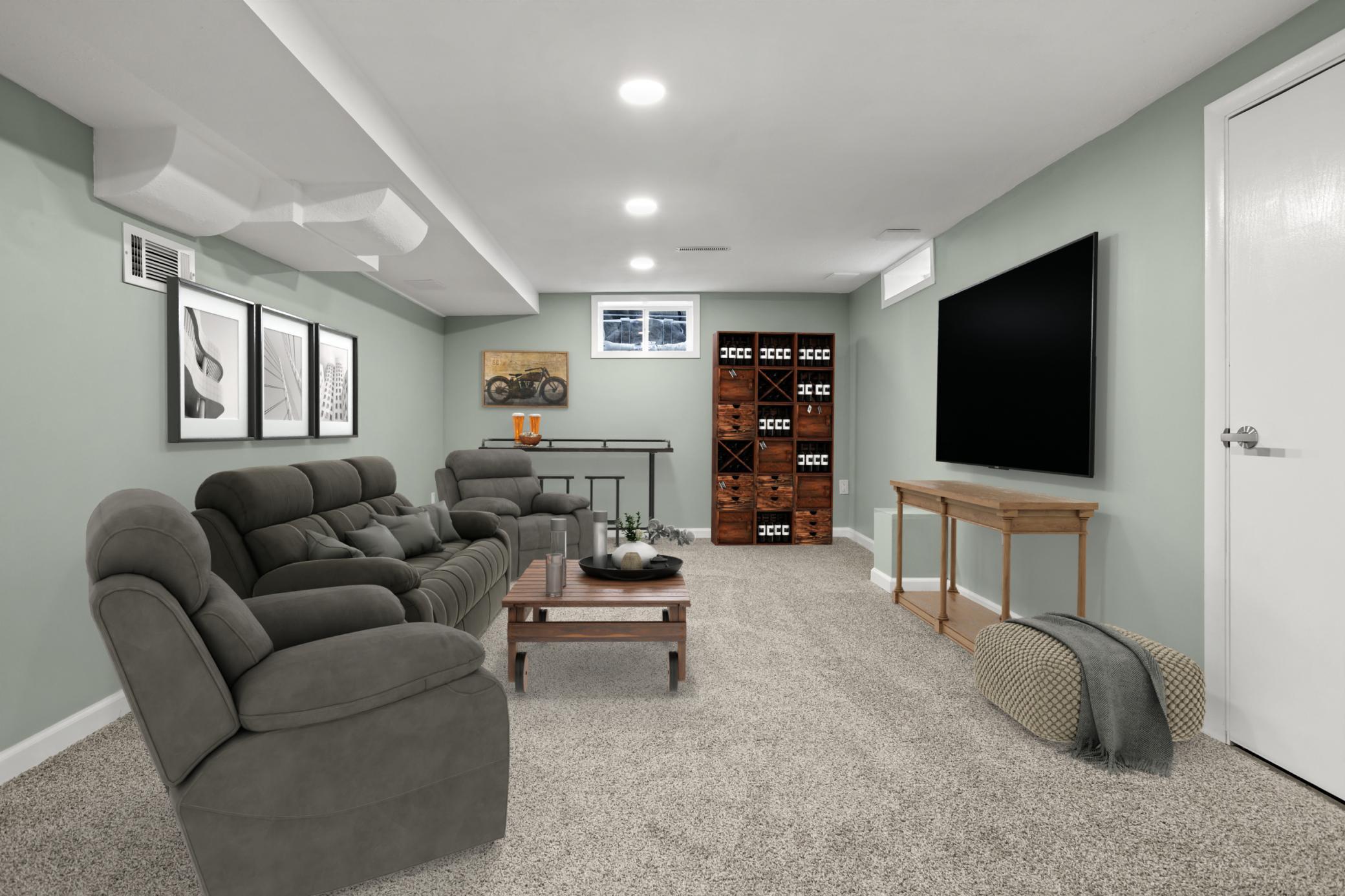 Basement family room (virtually staged)