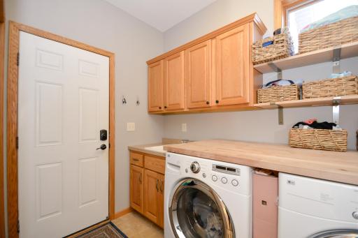 Main level laundry off garage with large closet