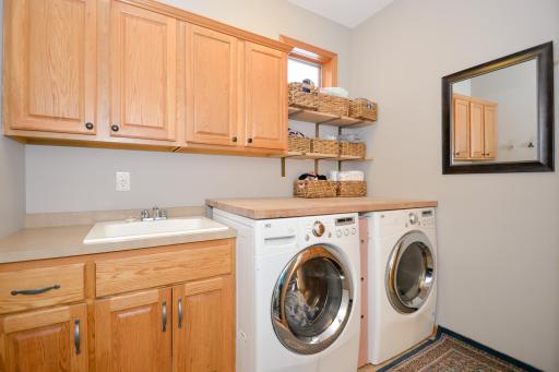 Plenty of additional storage, LG washer/dryer and sink