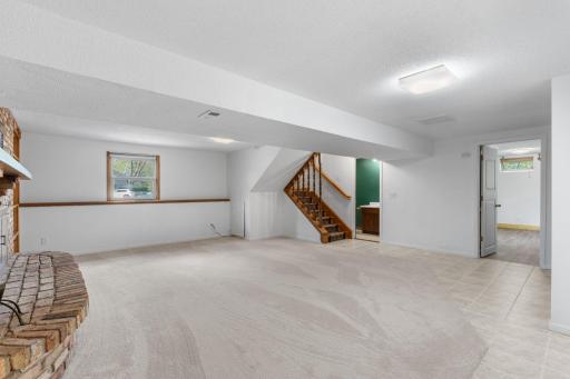 Lower level family room looking toward front entry
