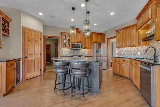 Gourmet Kitchen w/Granite Counters, Beverage Station with Wine Cooler and Pantry