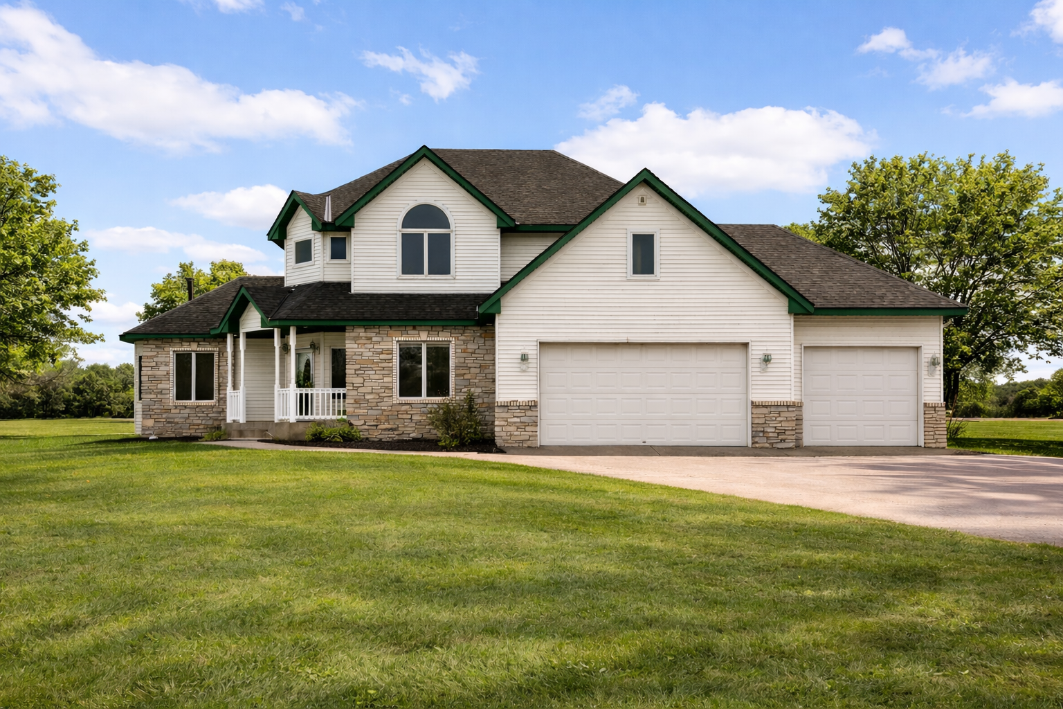 Edited with AI to show green grass and leaves on trees