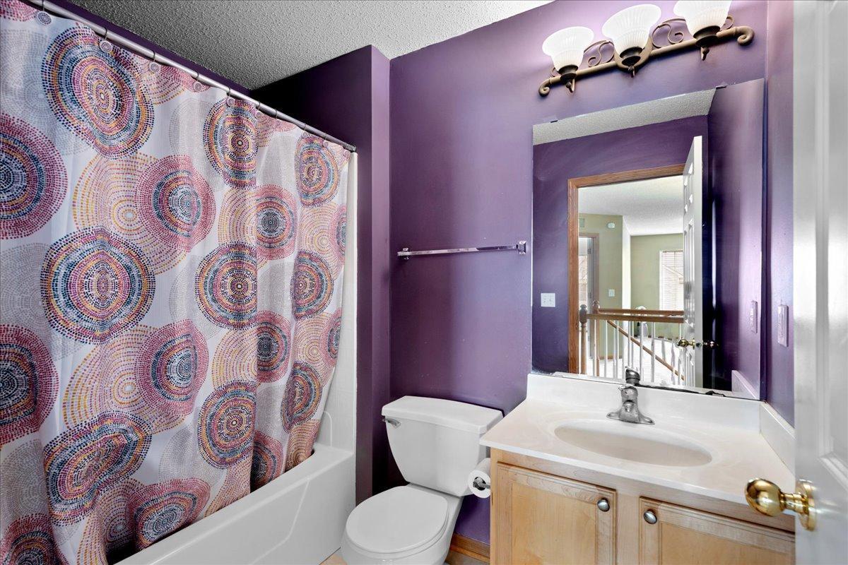 Full bath on Upper level for 2nd and 3rd bedrooms