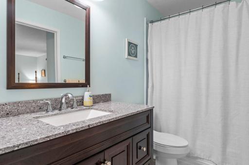 Pass through full bath on upper level