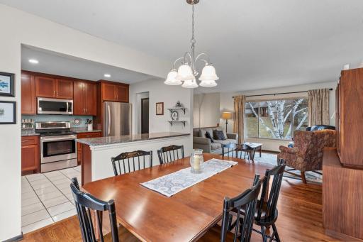 Dining room and kitchen with is open and great for entertaining!