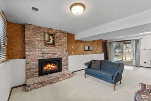 Lower level family room and gas fireplace view