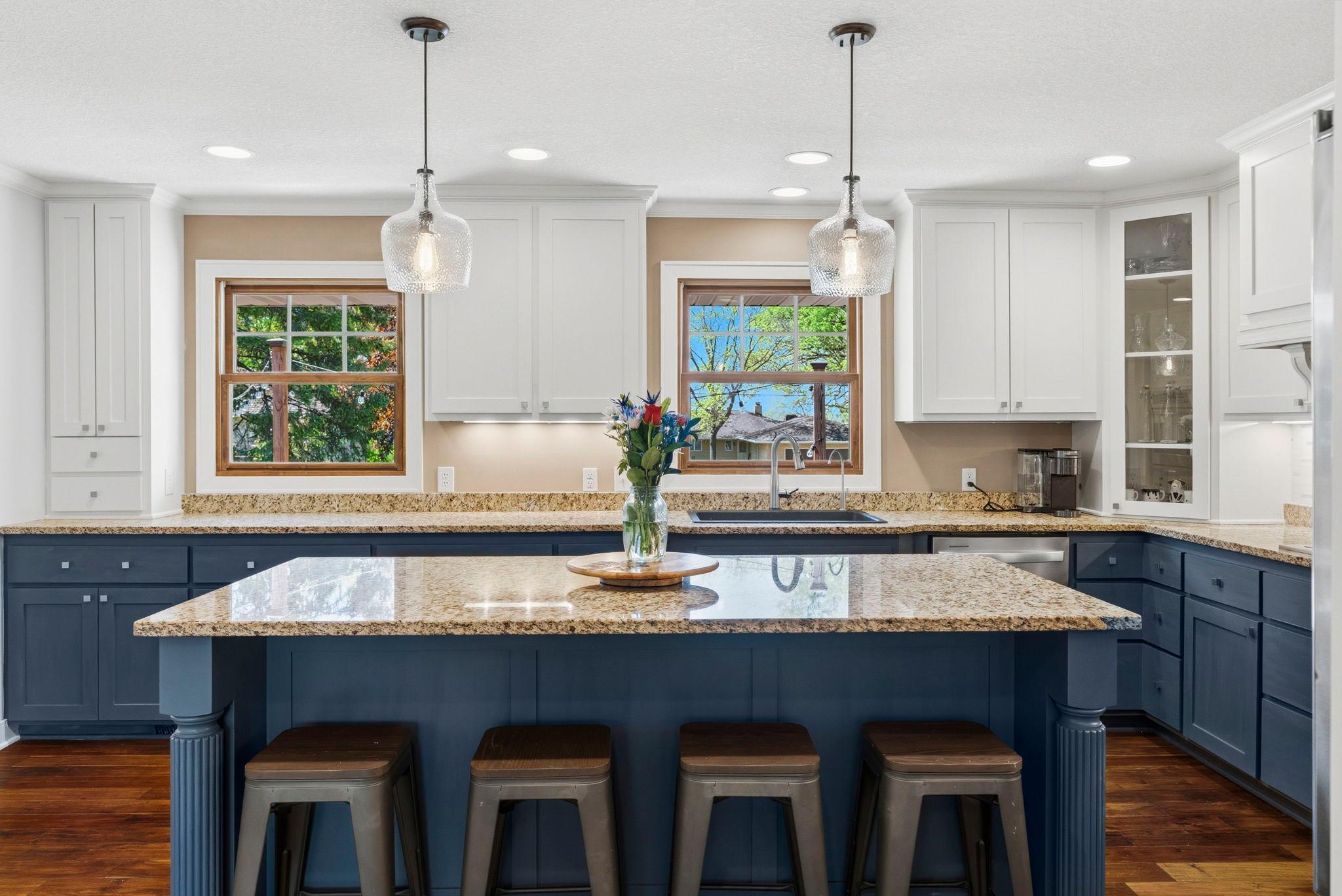 Breakfast bar adds extra seating and convenience.